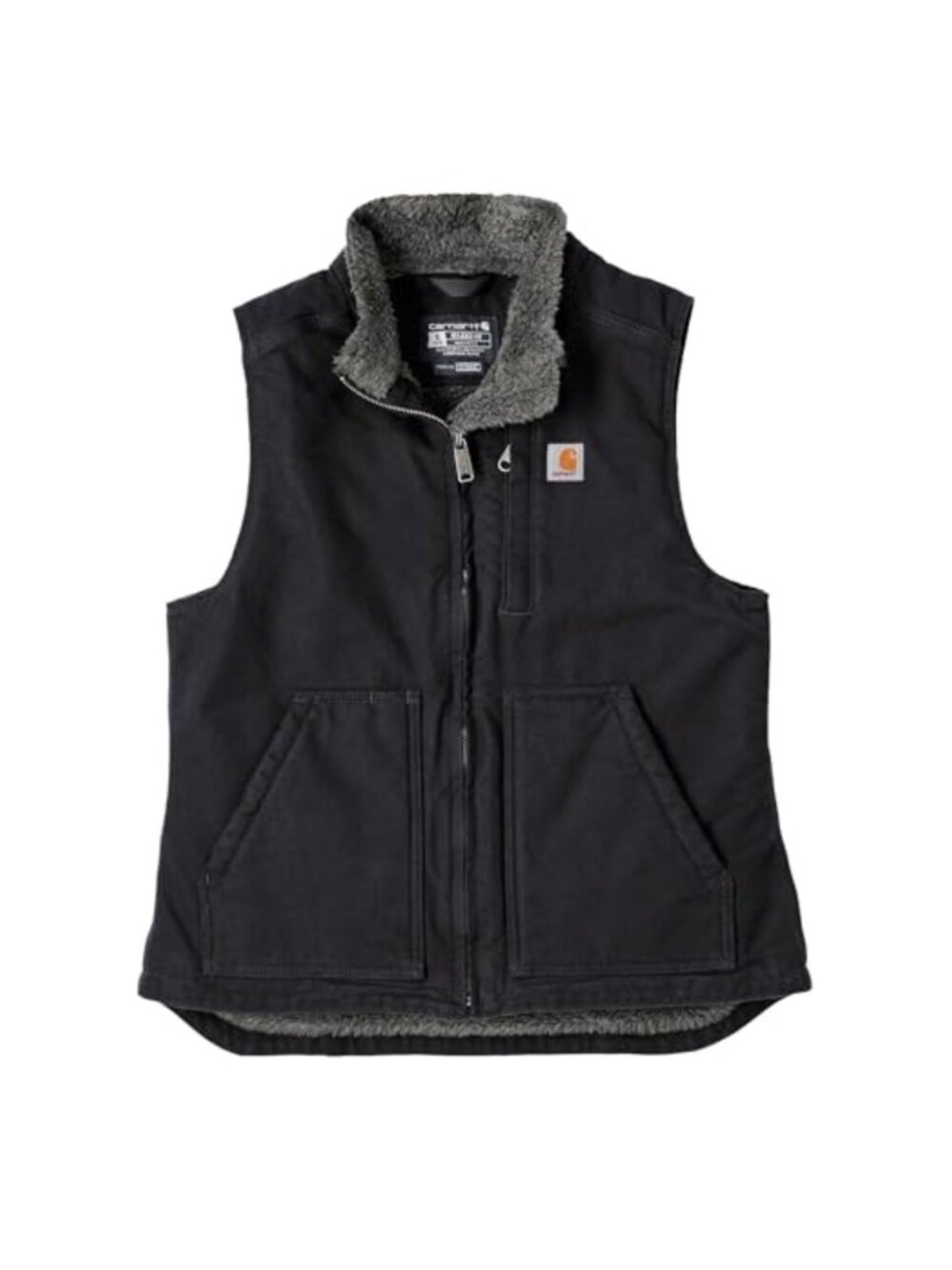 Carhartt Relaxed Fit Washed Duck Sherpa-Lined Mock-Neck Vest